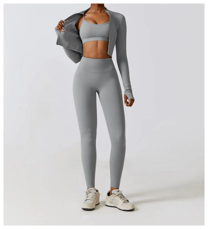 Women’s Quick-Dry Fitness Jacket – Zip-Up Long Sleeve Workout & Yoga Training Top