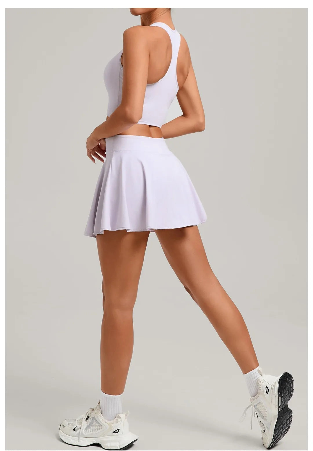 Women’s Tennis Skirt Set – High Waist Activewear with Pockets
