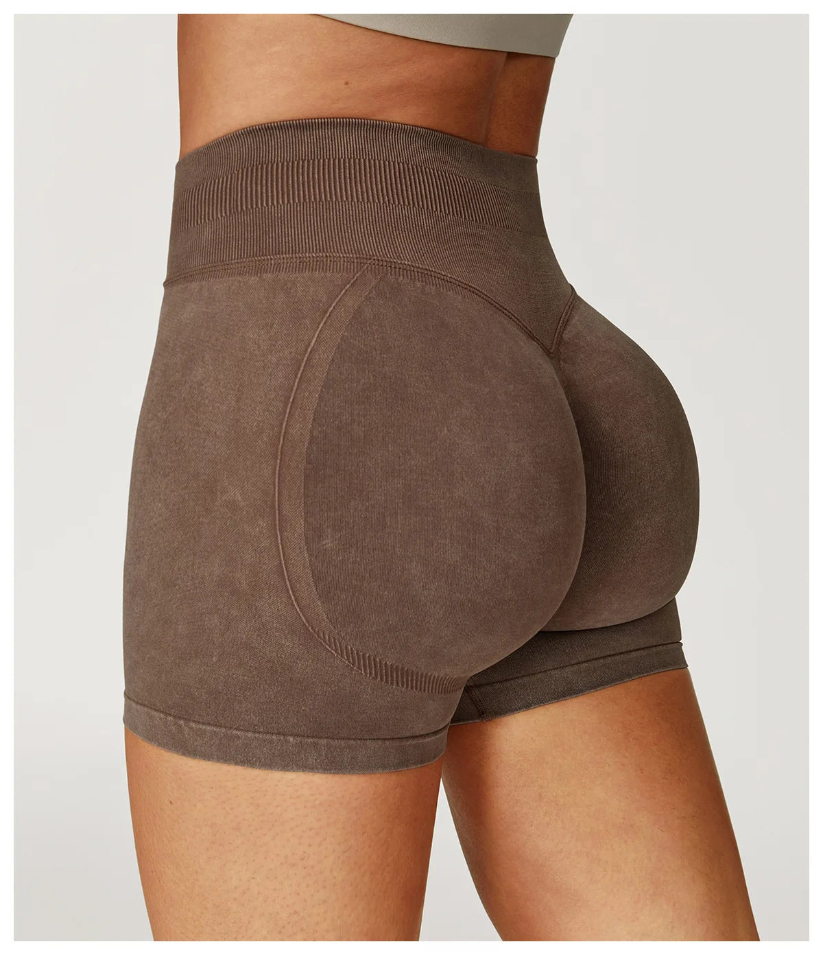 Women’s High Waist Sand Washed Gym Shorts – Sculpt & Lift Fit