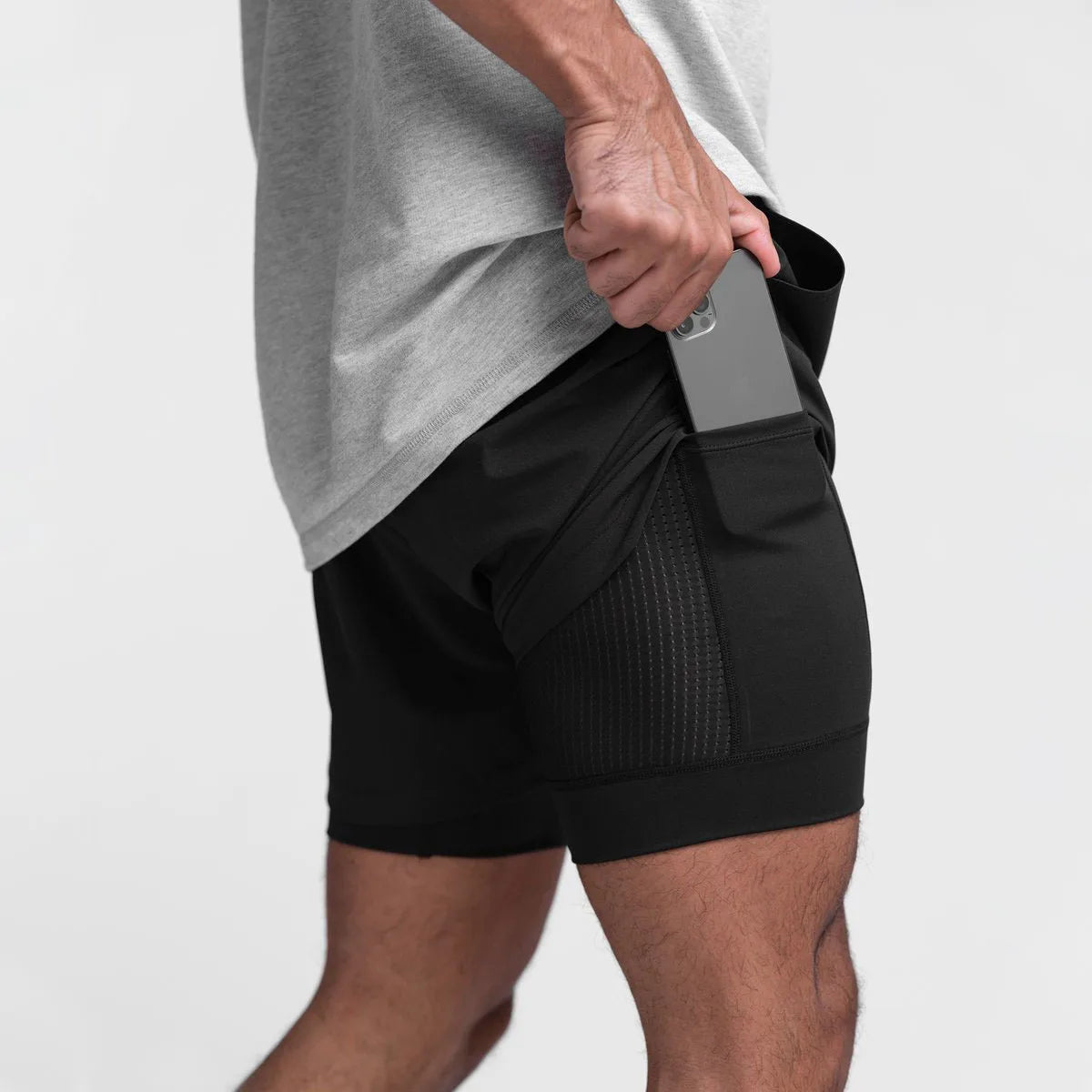 Men’s Double Layer Workout Shorts – Quick-Dry Gym, Running & Fitness Wear
