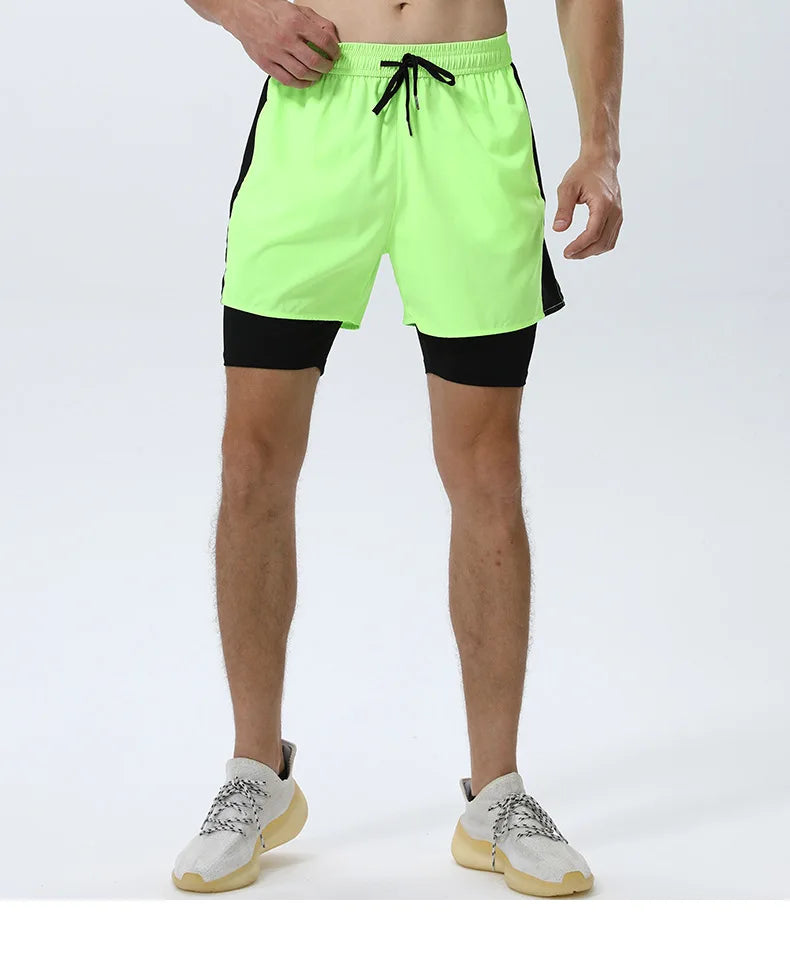Men’s Double Layer Running Shorts – Loose Fit Quick-Dry Fitness & Training Pants