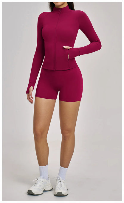 Women’s Zip-Up Performance Jacket – Long Sleeve Quick-Dry Gym & Yoga Activewear