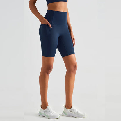 Seamless High Waist Workout Shorts for Women | Gym, Yoga & Cycling Shorts with Pockets