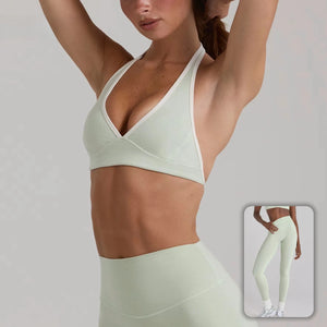 Women’s High Elastic Activewear Set – Seamless Sports Bra & Biker Shorts