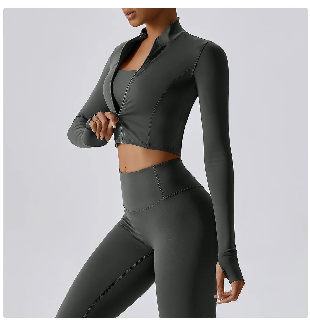 Women’s Quick-Dry Fitness Jacket – Zip-Up Long Sleeve Workout & Yoga Training Top