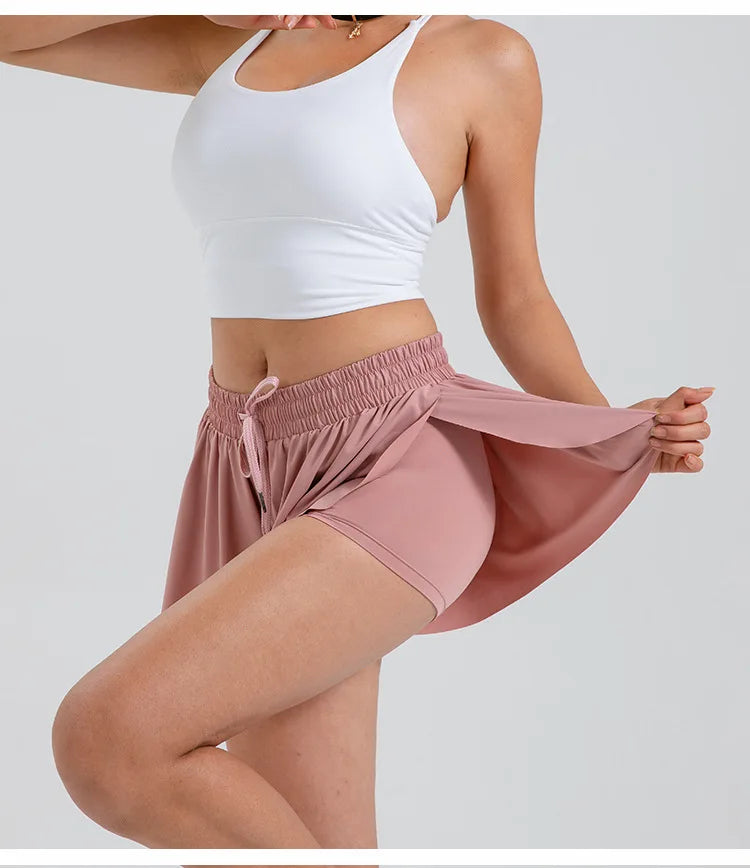 2-in-1 Flowy Skort for Women | Gym, Running, Yoga & Tennis Shorts