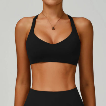Women’s Cross Back High-Impact Sports Bra – Shockproof Halter Neck Gym & Yoga Bra