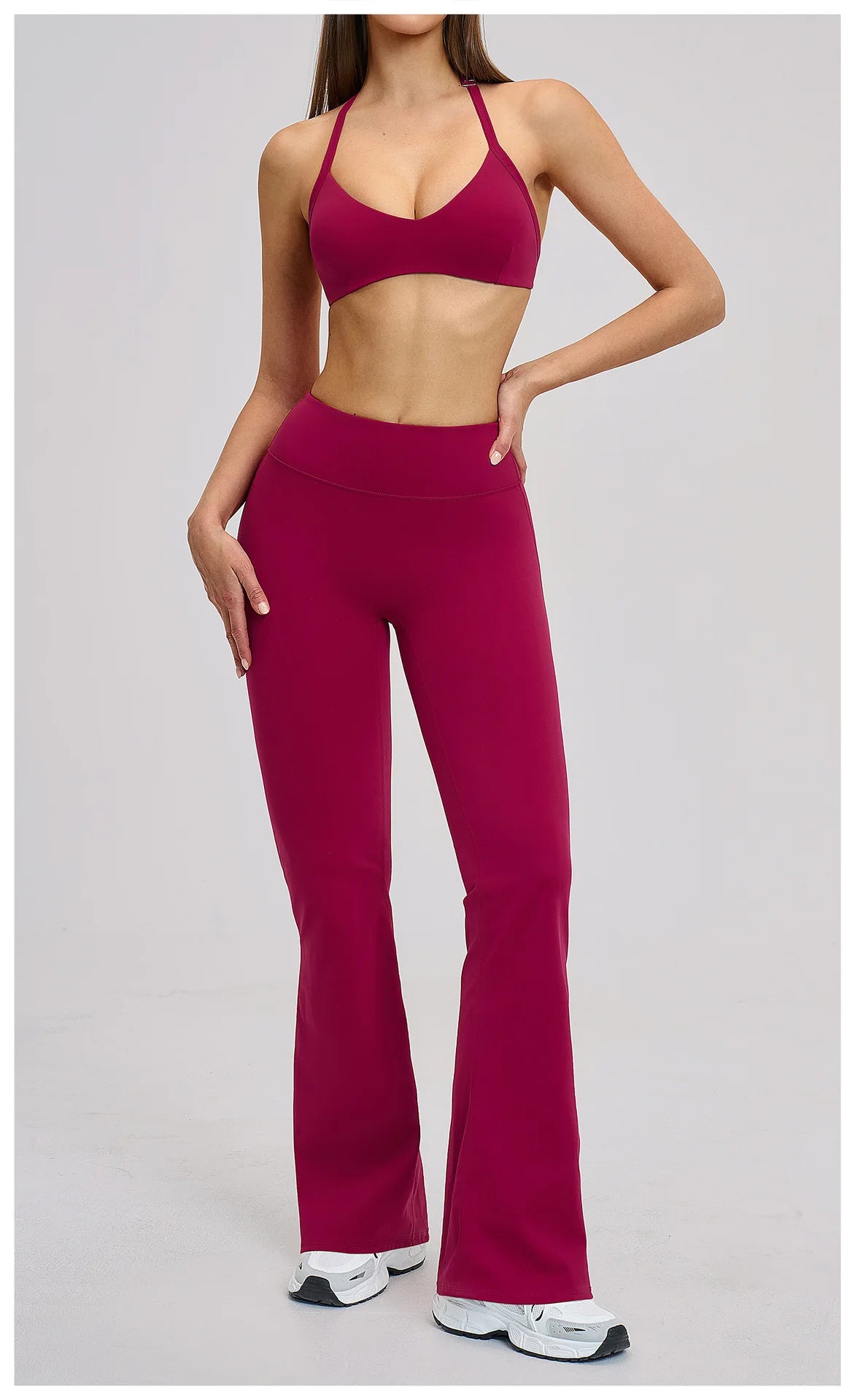 Women’s Flare Leggings Set with Hollow Back Sports Bra | Gym & Yoga