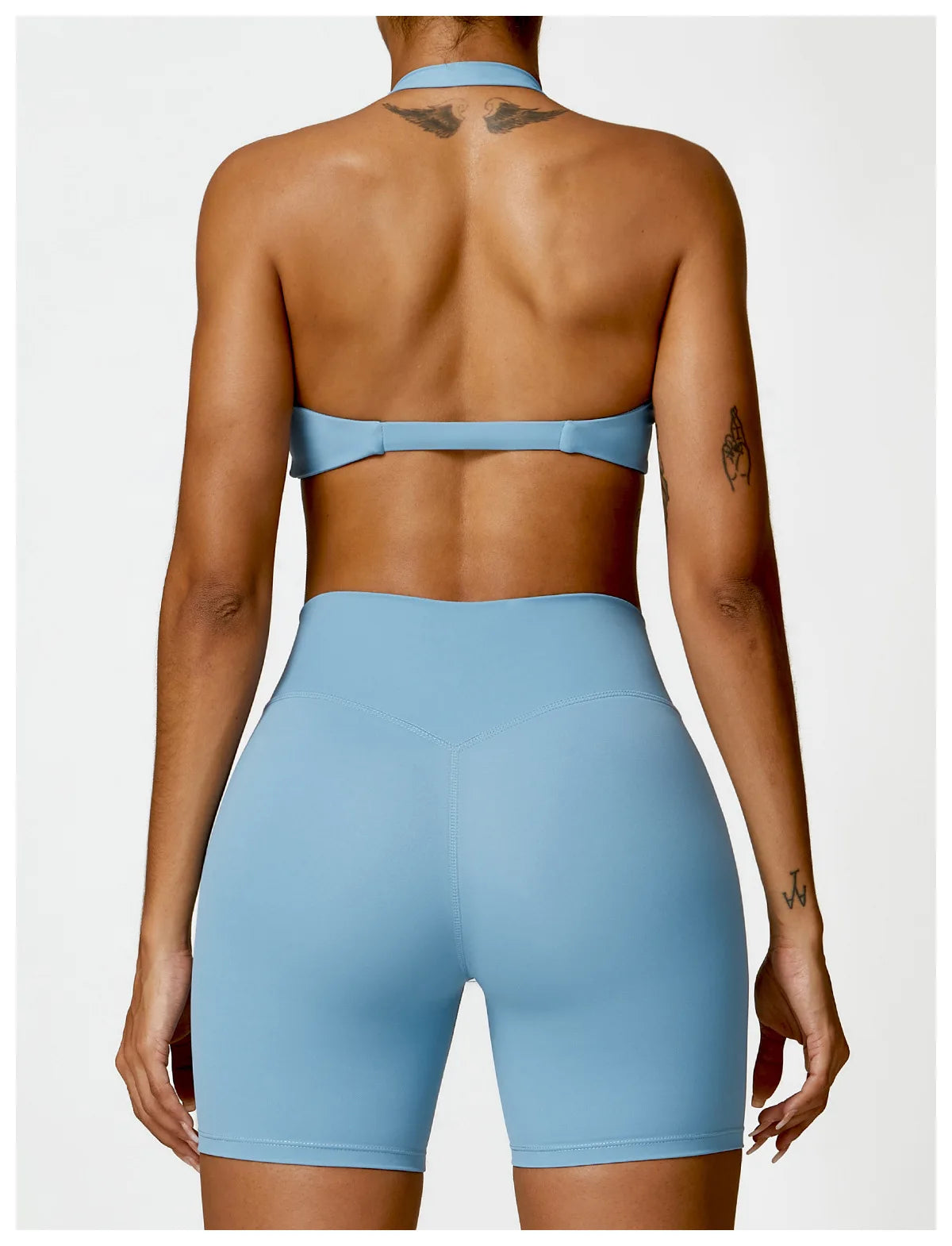 SculptFit Halter Sports Bra – Open Back Push-Up Gym Top