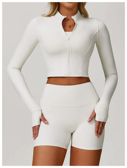 Women’s Quick-Dry Fitness Jacket – Zip-Up Long Sleeve Workout & Yoga Training Top