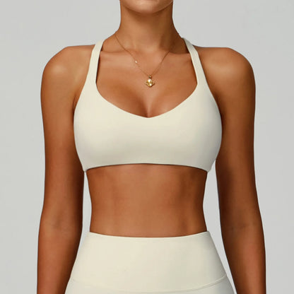 Women’s Cross Back High-Impact Sports Bra – Shockproof Halter Neck Gym & Yoga Bra