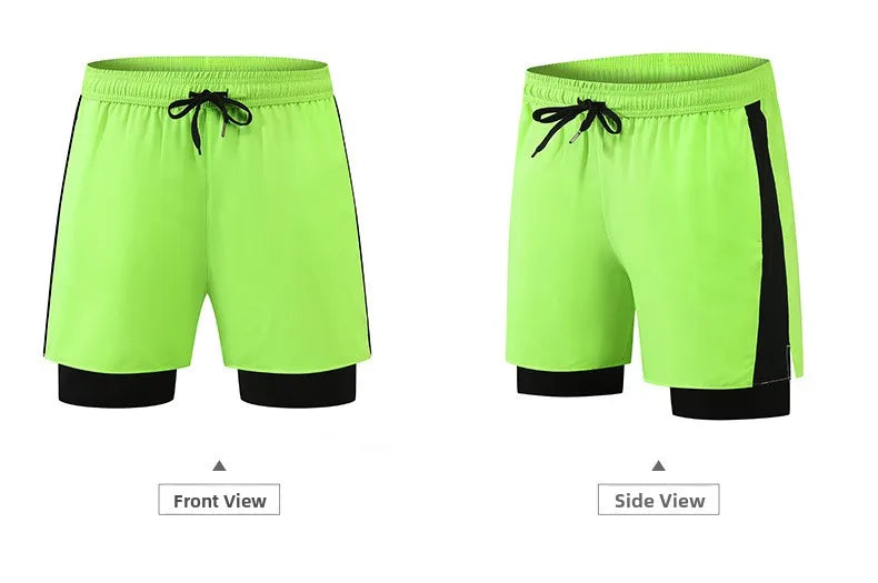 Men’s Double Layer Running Shorts – Loose Fit Quick-Dry Fitness & Training Pants