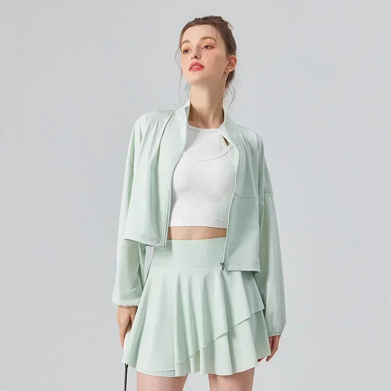 Women’s UPF 50+ UV Protection Tennis Jacket – Lightweight Cool-Fit Sports & Running Jacket