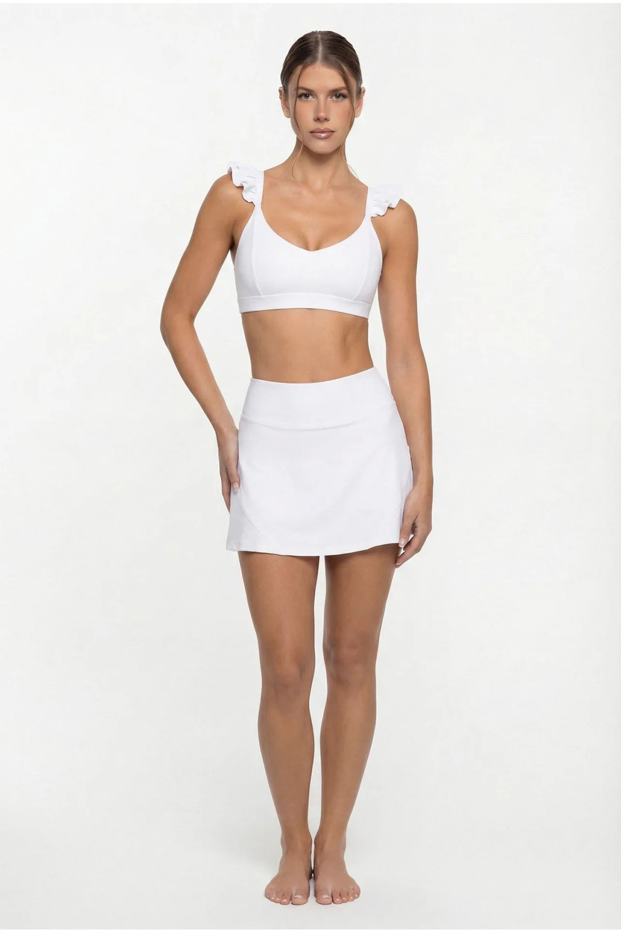 Women’s Workout Set – Anti-Exposure Yoga Bra & Skirt