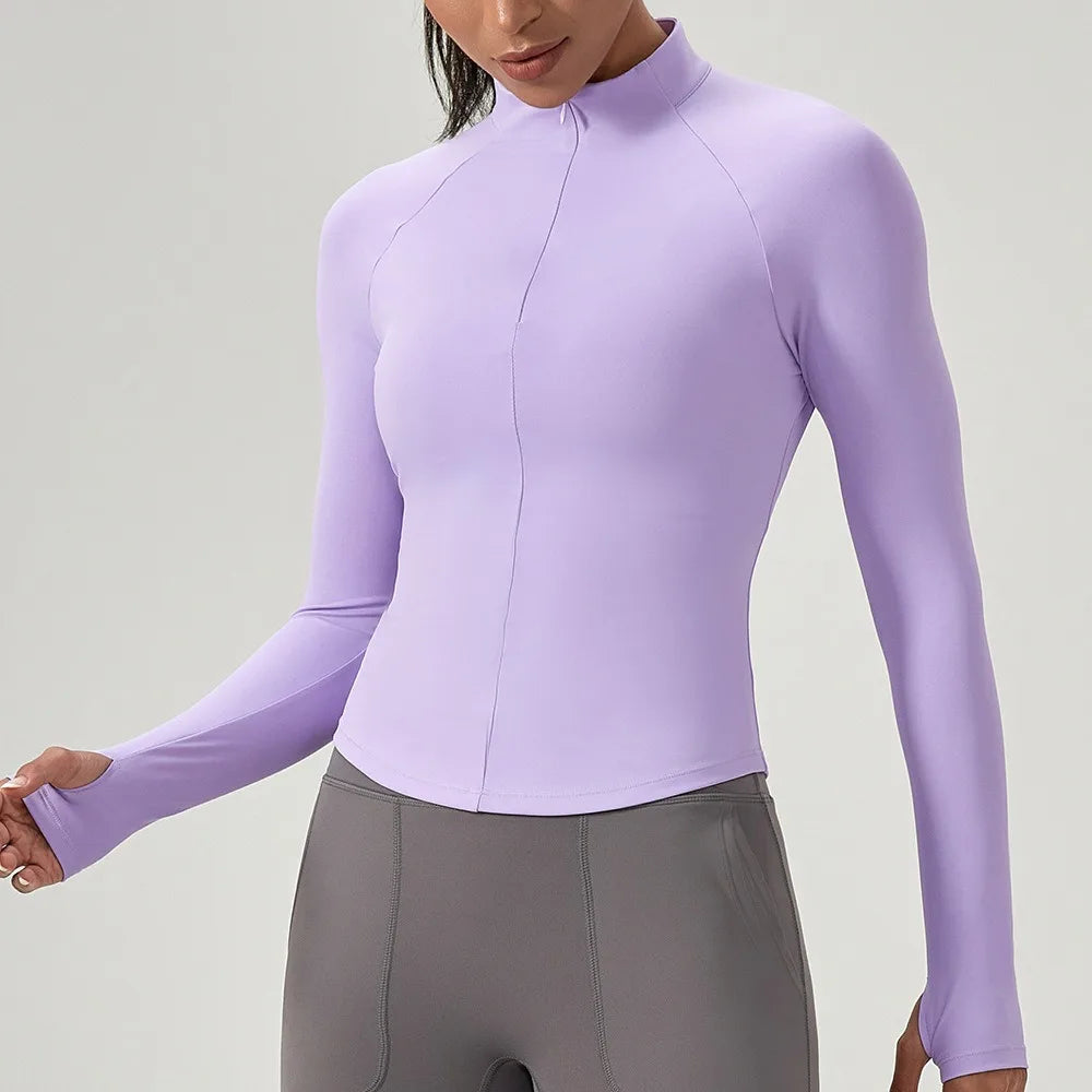 Women's Half-Zip Performance Top – Sculpt Fit Long Sleeve Activewear