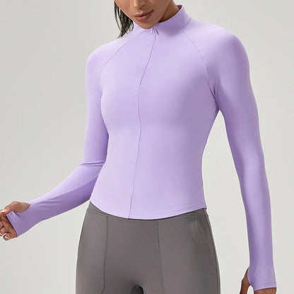 Women's Half-Zip Performance Top – Sculpt Fit Long Sleeve Activewear
