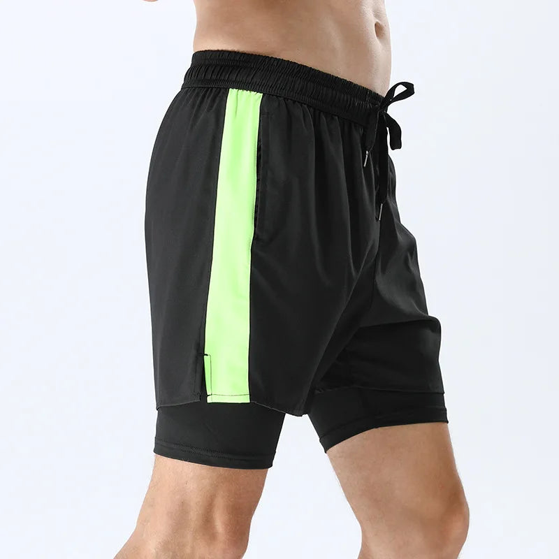 Men’s Double Layer Running Shorts – Loose Fit Quick-Dry Fitness & Training Pants