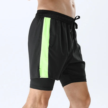 Men’s Double Layer Running Shorts – Loose Fit Quick-Dry Fitness & Training Pants
