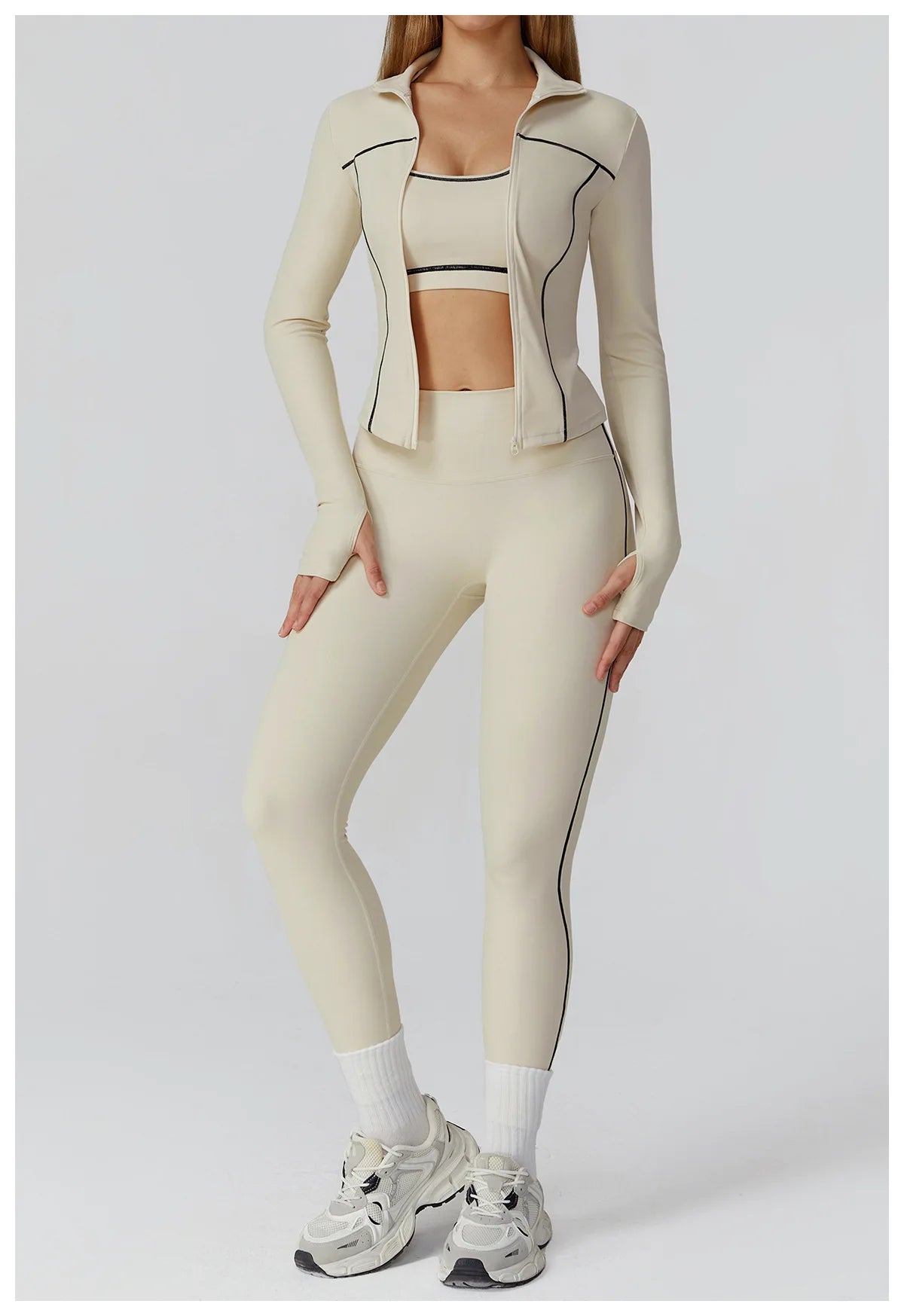 Women’s Quick-Dry Fitness Jacket – Zip-Up Long Sleeve Gym & Running Top with Thumb Holes