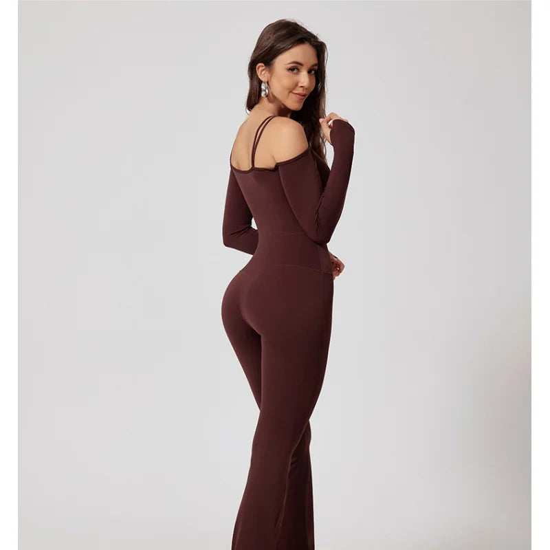 Seamless Yoga Jumpsuit – Double Strap Backless One-Piece Activewear