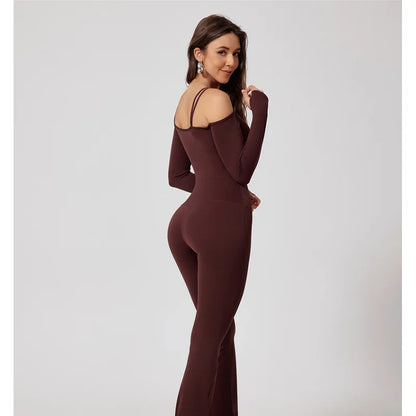 Seamless Yoga Jumpsuit – Double Strap Backless One-Piece Activewear
