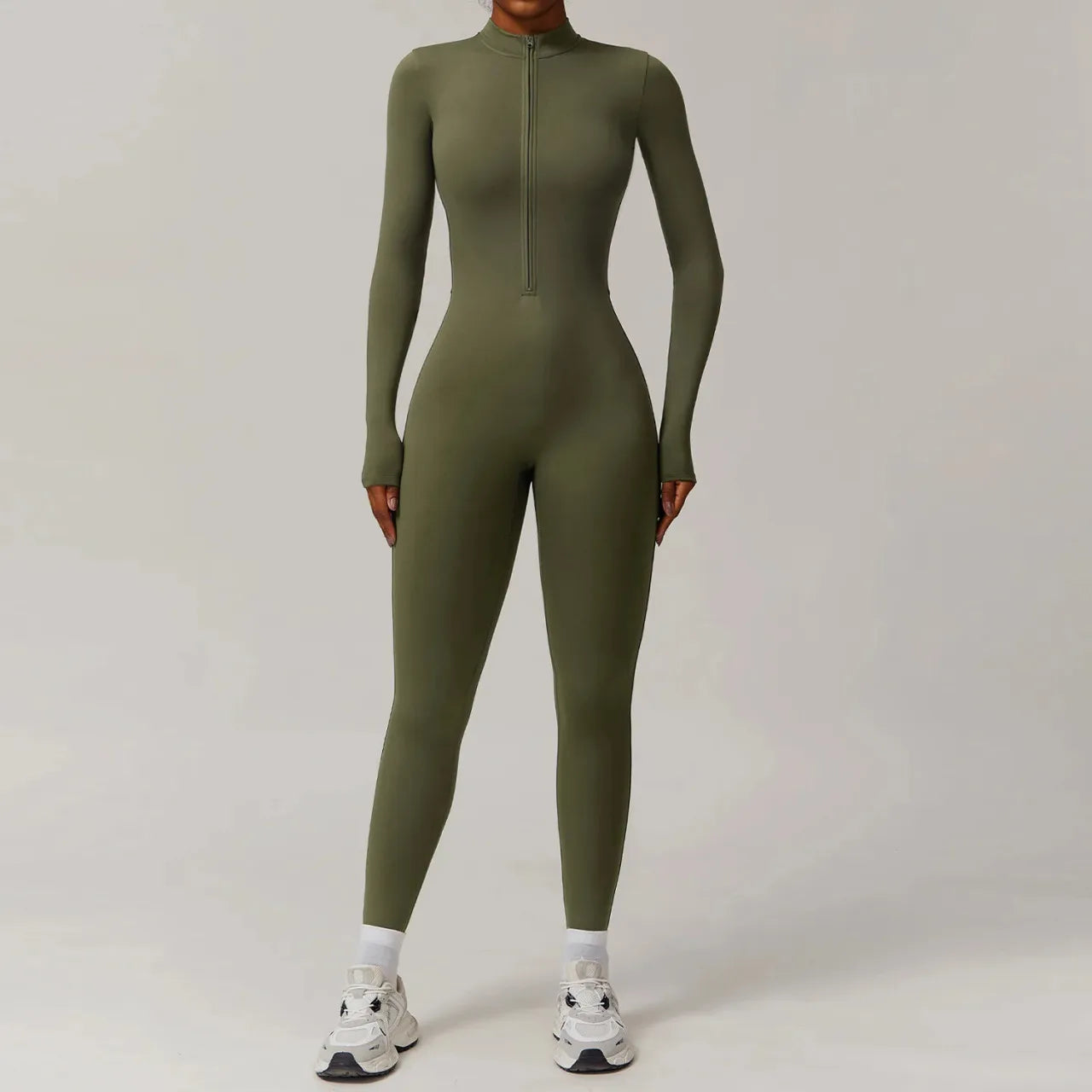 Warm Plush One-Piece Fitness Jumpsuit for Women | Long Sleeve Gym Wear