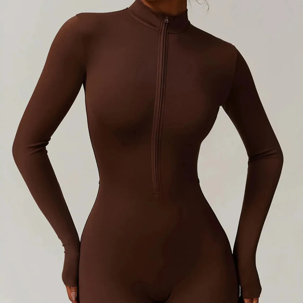 Warm Plush One-Piece Fitness Jumpsuit for Women | Long Sleeve Gym Wear