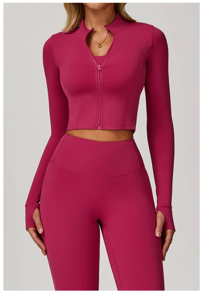 Women’s Quick-Dry Fitness Jacket – Zip-Up Long Sleeve Workout & Yoga Training Top