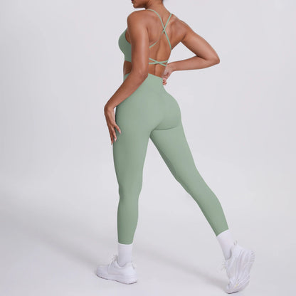 Yoga Suit Sports Set Gym Seamless High Impact Sports Bra Women's High Waist and Hips Tight Peach Buttocks Pants Womens Sportswea