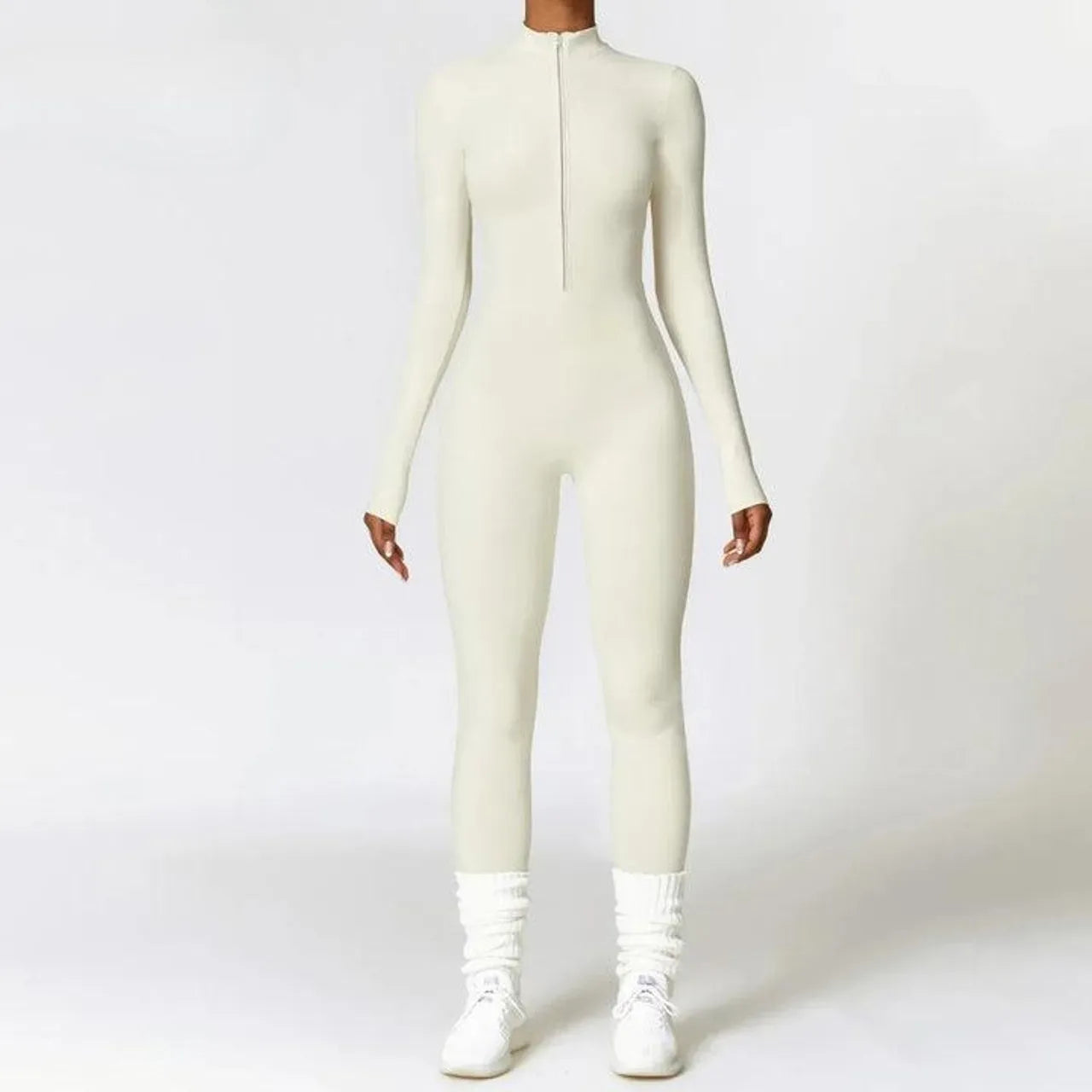Warm Plush One-Piece Fitness Jumpsuit for Women | Long Sleeve Gym Wear