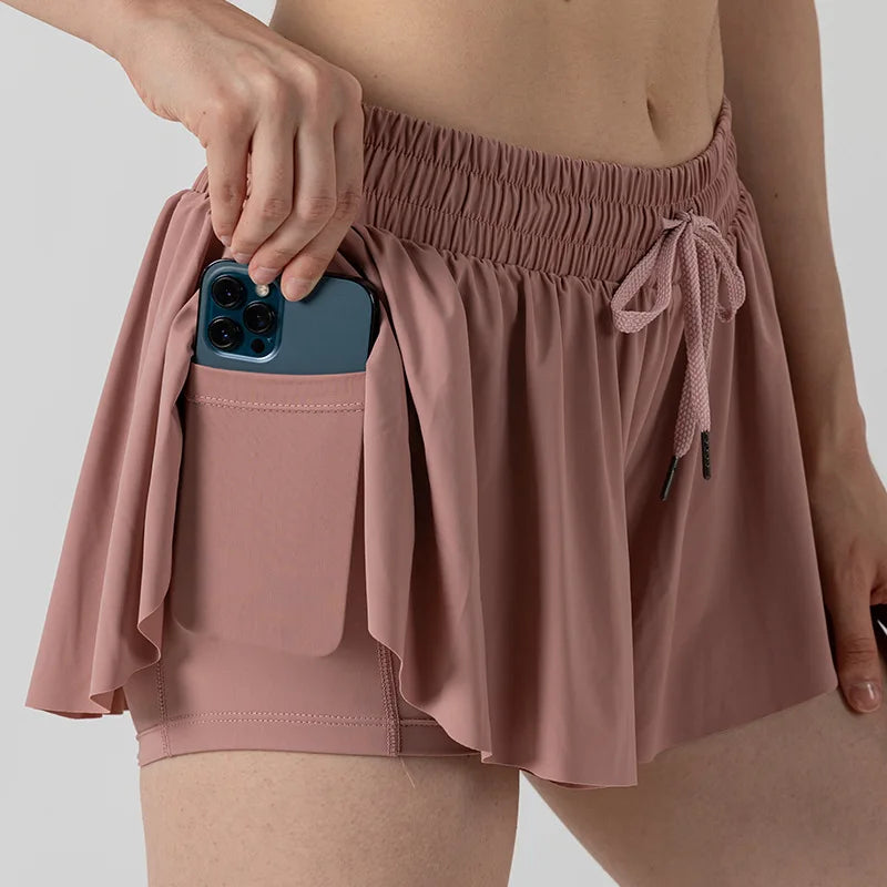 2-in-1 Flowy Skort for Women | Gym, Running, Yoga & Tennis Shorts