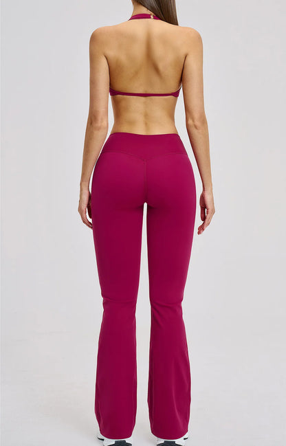 Women’s Flare Leggings Set with Hollow Back Sports Bra | Gym & Yoga