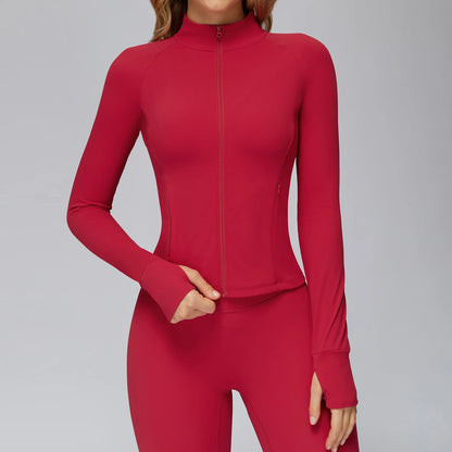 Women’s Zip-Up Performance Jacket – Long Sleeve Quick-Dry Gym & Yoga Activewear