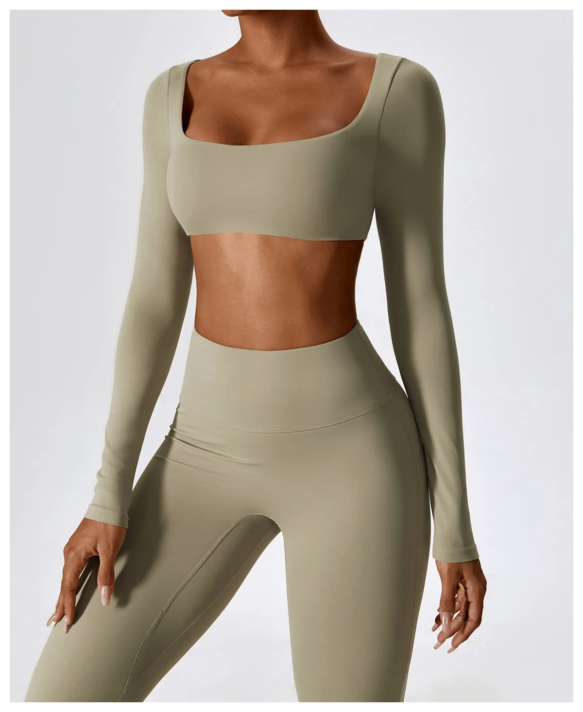 Women’s Seamless Activewear Set – Long Sleeve Crop Top & Sculpting Gym Leggings (2PCS)