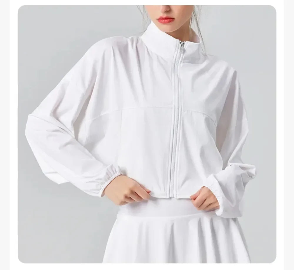 Women’s UPF 50+ UV Protection Tennis Jacket – Lightweight Cool-Fit Sports & Running Jacket