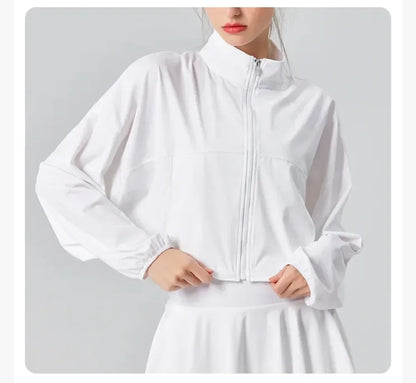 Women’s UPF 50+ UV Protection Tennis Jacket – Lightweight Cool-Fit Sports & Running Jacket