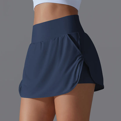 Women’s Athletic Tennis Skirt with Pockets – Built-In Shorts Skort