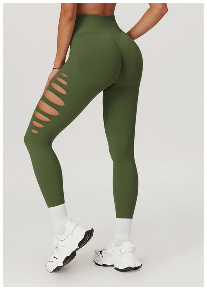 Hollowed Out Seamless Tight Yoga Pants High Waist Yoga Leggings Women Push Up Gym Workout Tights Running Fitness Sports Pants