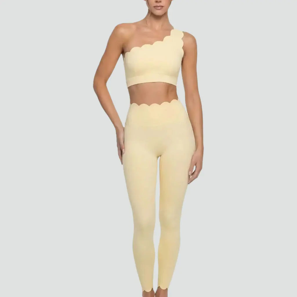 Women’s Elegant One-Shoulder Activewear Set – Lace Beauty Back (2-Piece)
