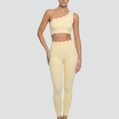 Women’s Elegant One-Shoulder Activewear Set – Lace Beauty Back (2-Piece)