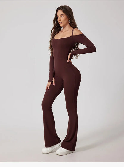 Seamless Yoga Jumpsuit – Double Strap Backless One-Piece Activewear
