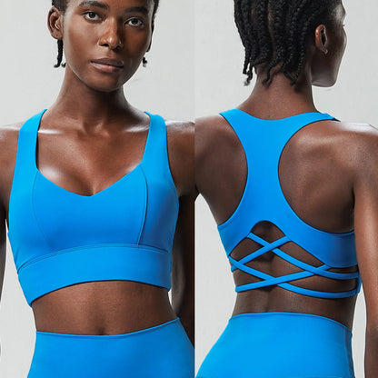 Women’s High Impact Push-Up Sports Bra – Seamless Stretch Gym Crop Top