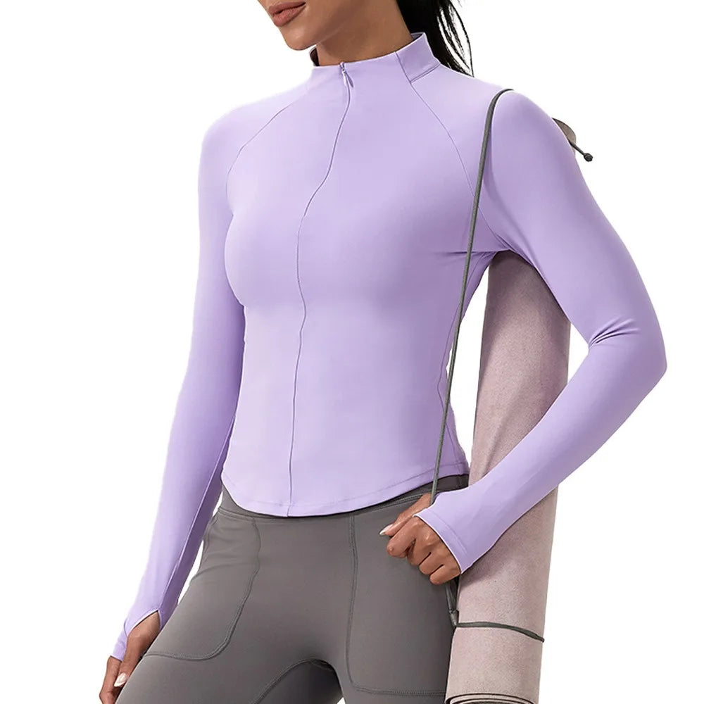 Women's Half-Zip Performance Top – Sculpt Fit Long Sleeve Activewear