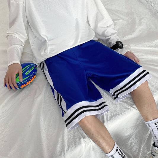 Men’s Casual Stripe Basketball Shorts – Loose Fit Breathable Summer Gym & Streetwear Shorts