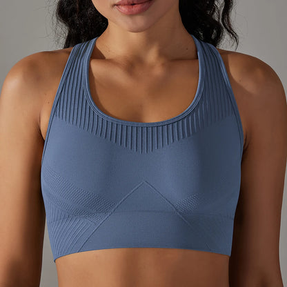 Seamless Shockproof Sports Bra for Women – Padded Yoga & Gym Tank Top