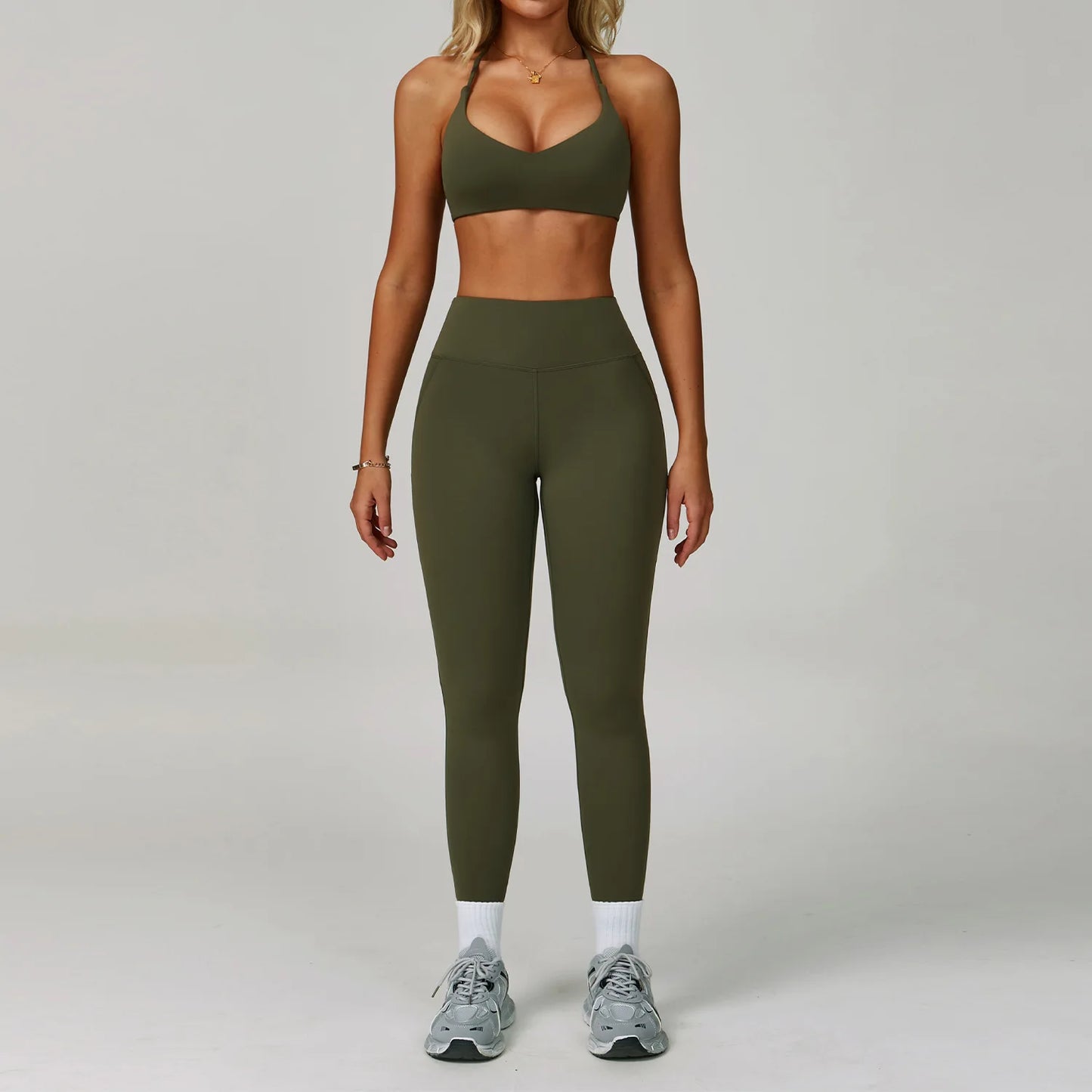 Yoga Set Women's Sportswear Yoga Suit Sports Top High Waist Leggings Two Piece Workout Clothes Fitness Gym Sets Athletic Wear