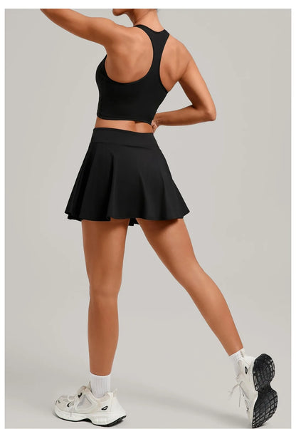 Women’s Tennis Skirt Set – High Waist Activewear with Pockets