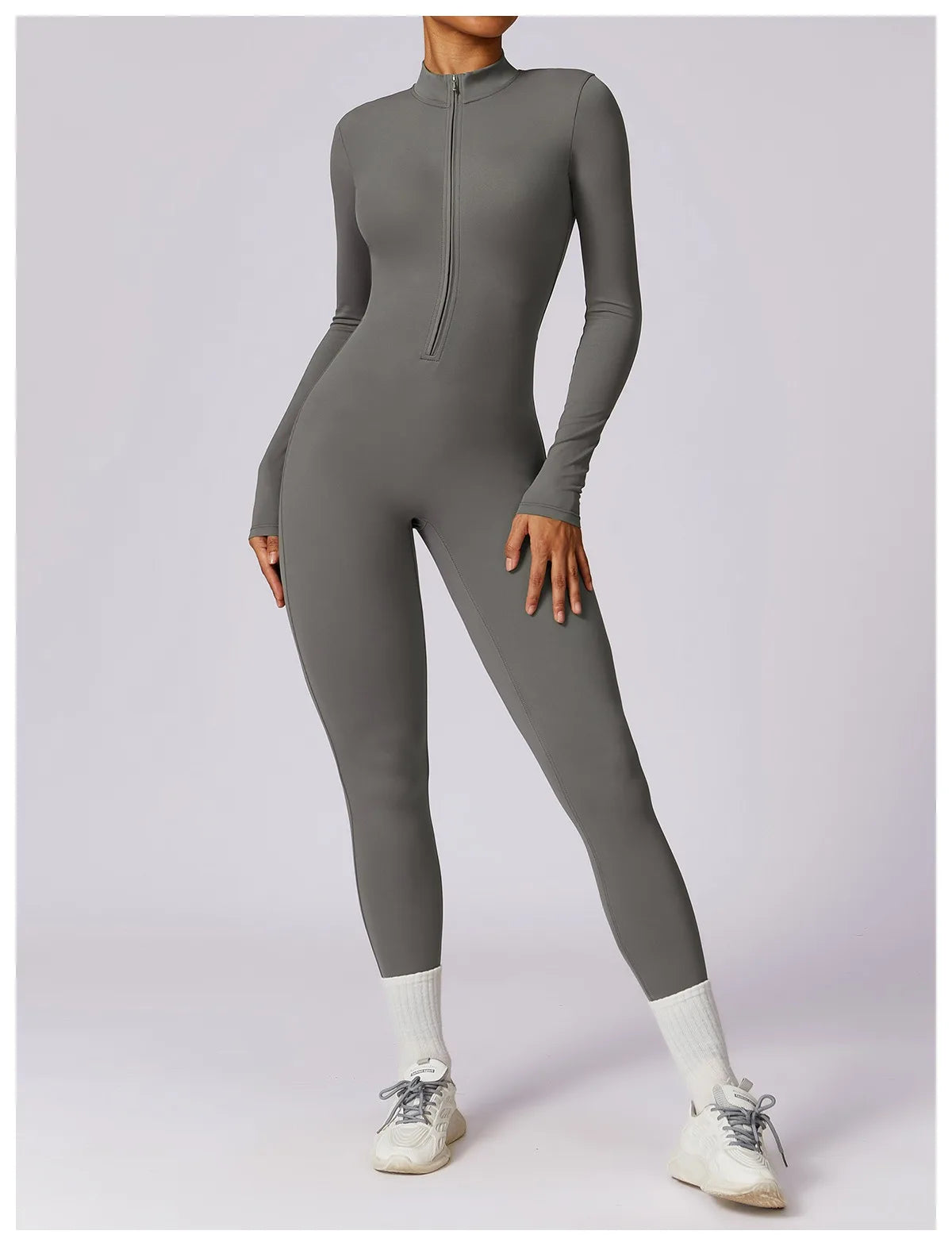 Warm Plush One-Piece Fitness Jumpsuit for Women | Long Sleeve Gym Wear
