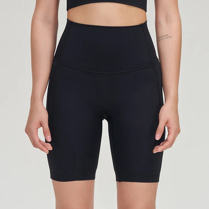 Seamless High Waist Workout Shorts for Women | Gym, Yoga & Cycling Shorts with Pockets