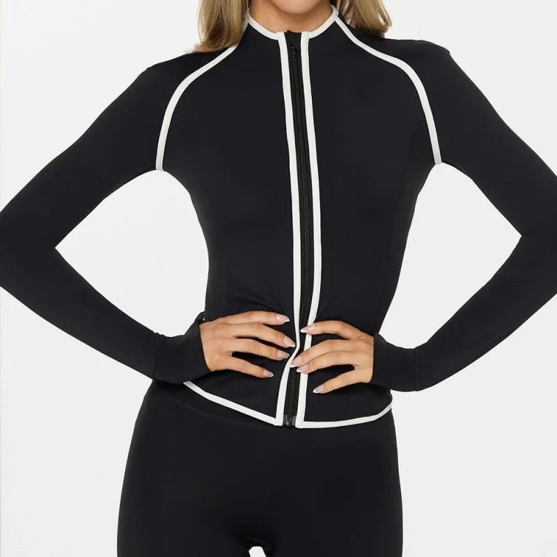 Seamless Zip Jacket Set for Women – Body Sculpting Yoga & Gym Outfit